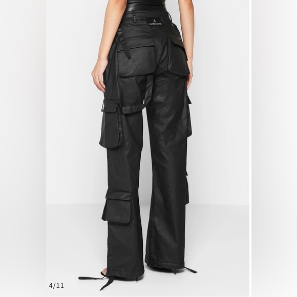 MID RISE WAXED CARGO PANTS - BLACK - Maniere de Voir US2 New - Picture 4 of 10